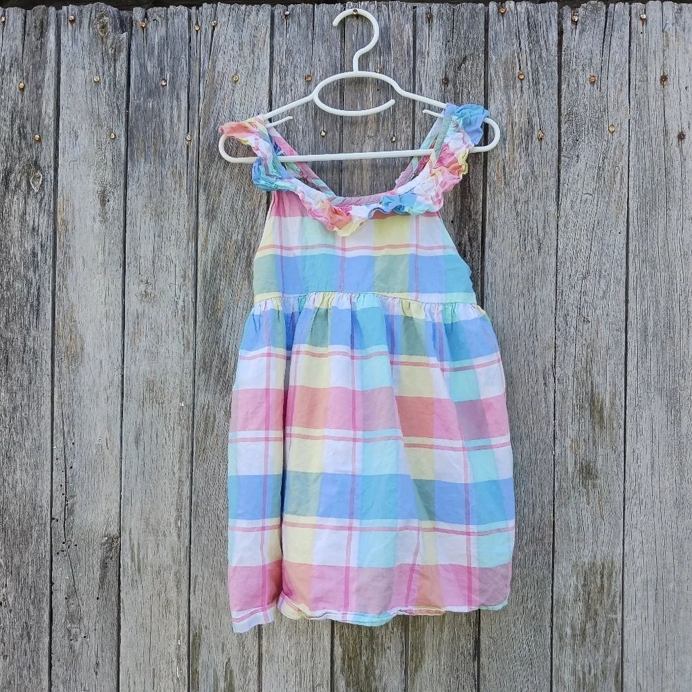 Tommy Bahama Dress Sz 7 Pastel Plaid Sundress‎ Sleeveless Lined Girl